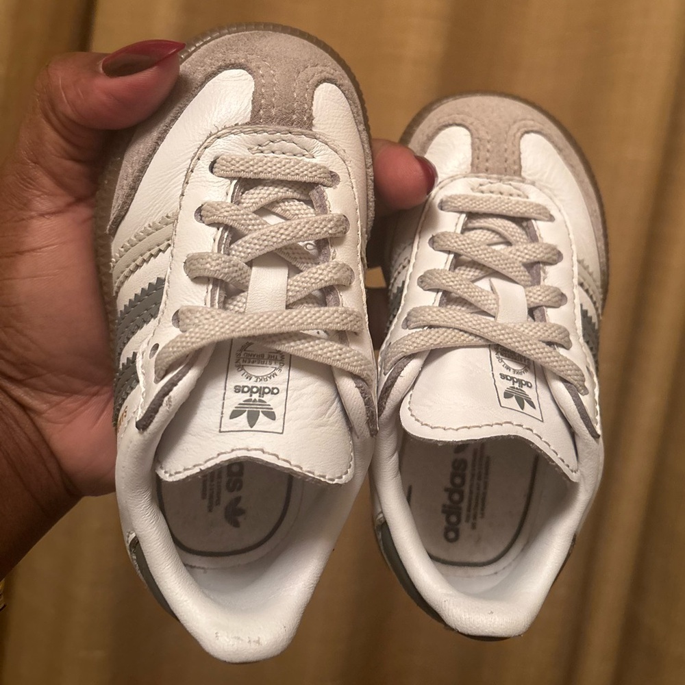 Adidas Kids White and Gray Sneakers